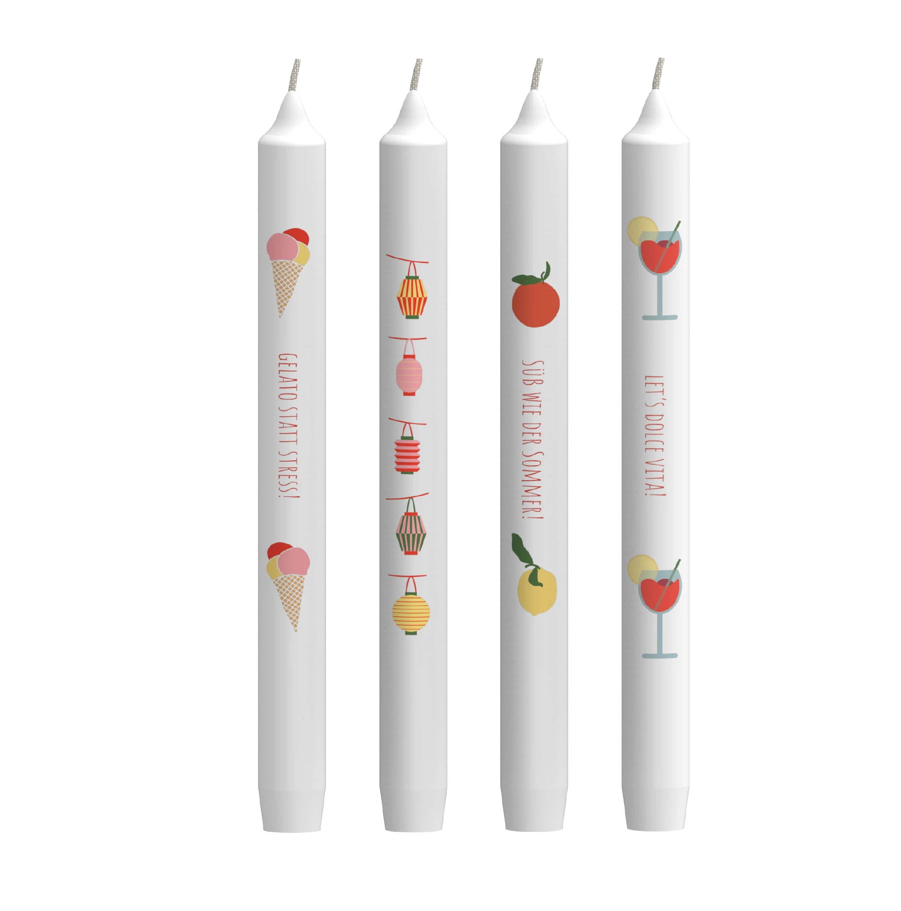 Sommer-Stabkerzen 4er Set