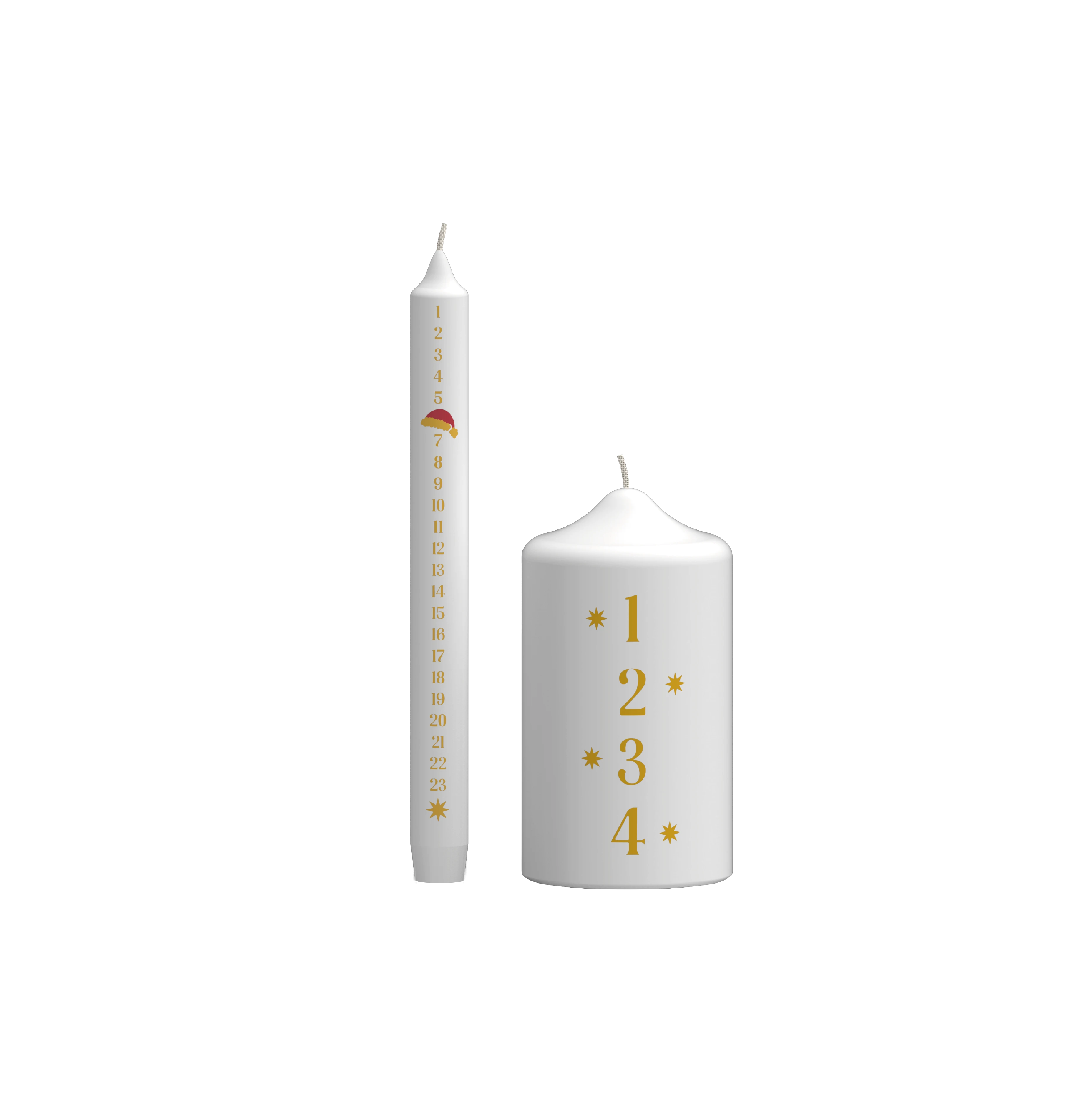 Adventskerze - 1 bis 4 in gold