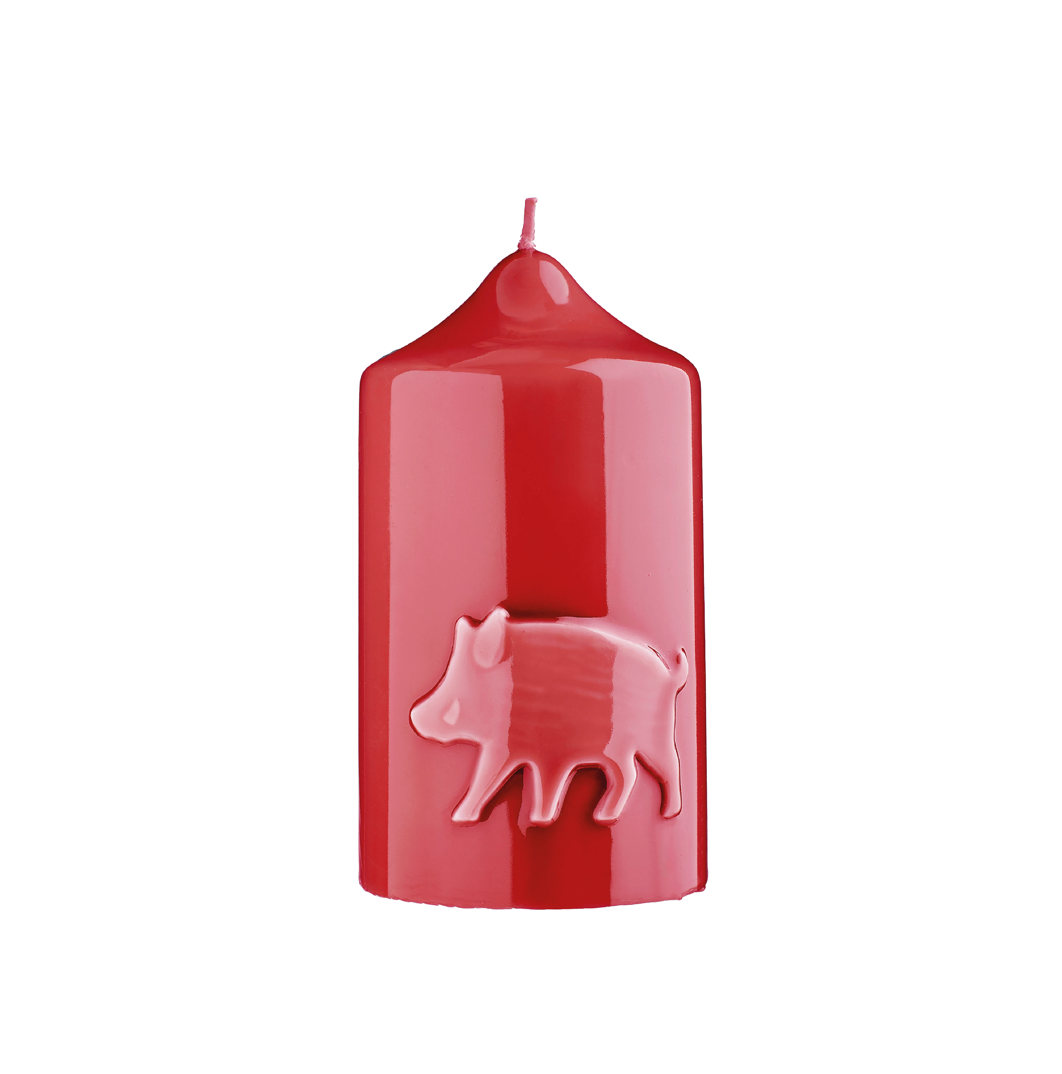 Stumpenkerze mit Wildschwein Glanz-Lack
