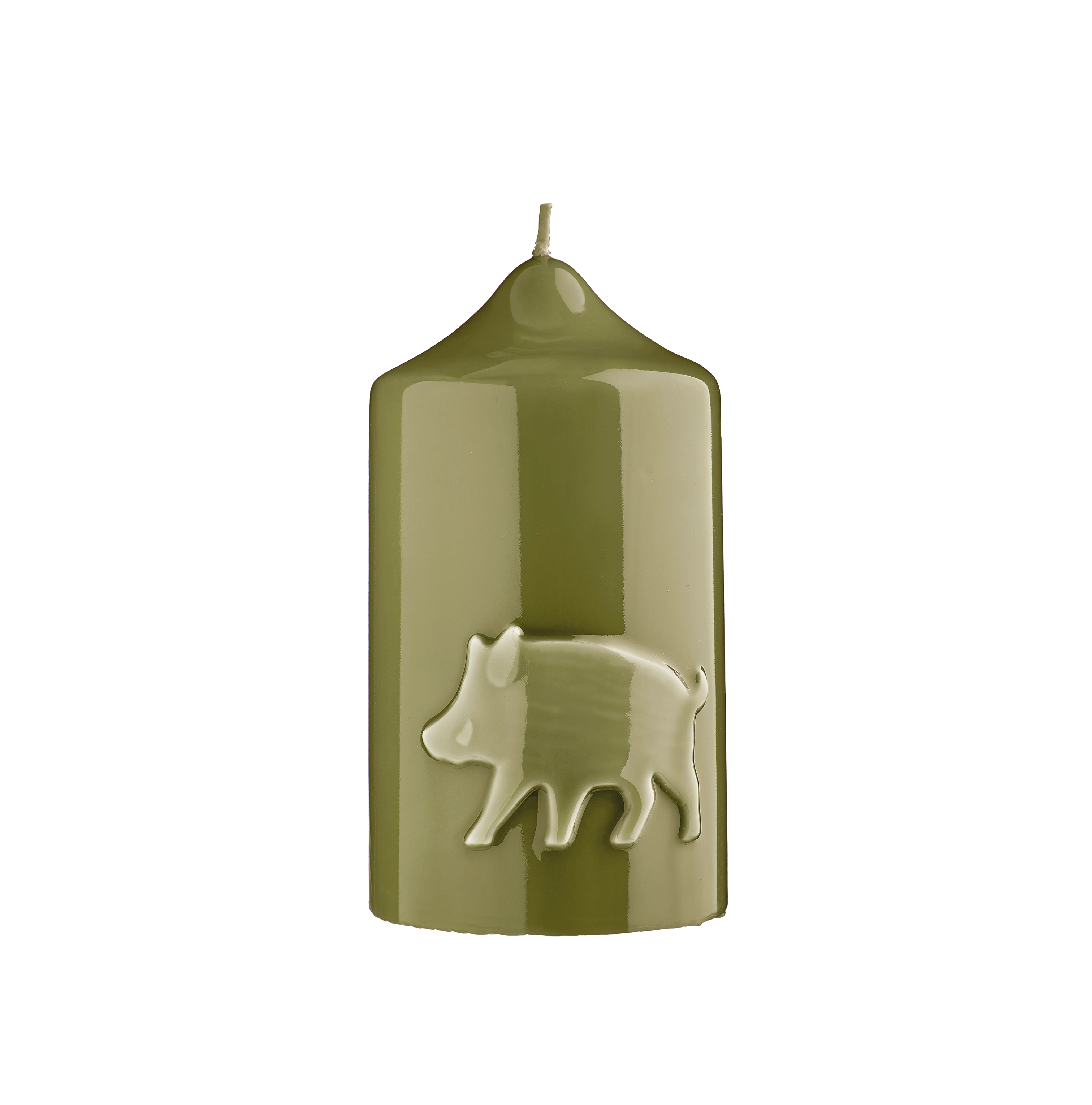 Stumpenkerze mit Wildschwein Glanz-Lack