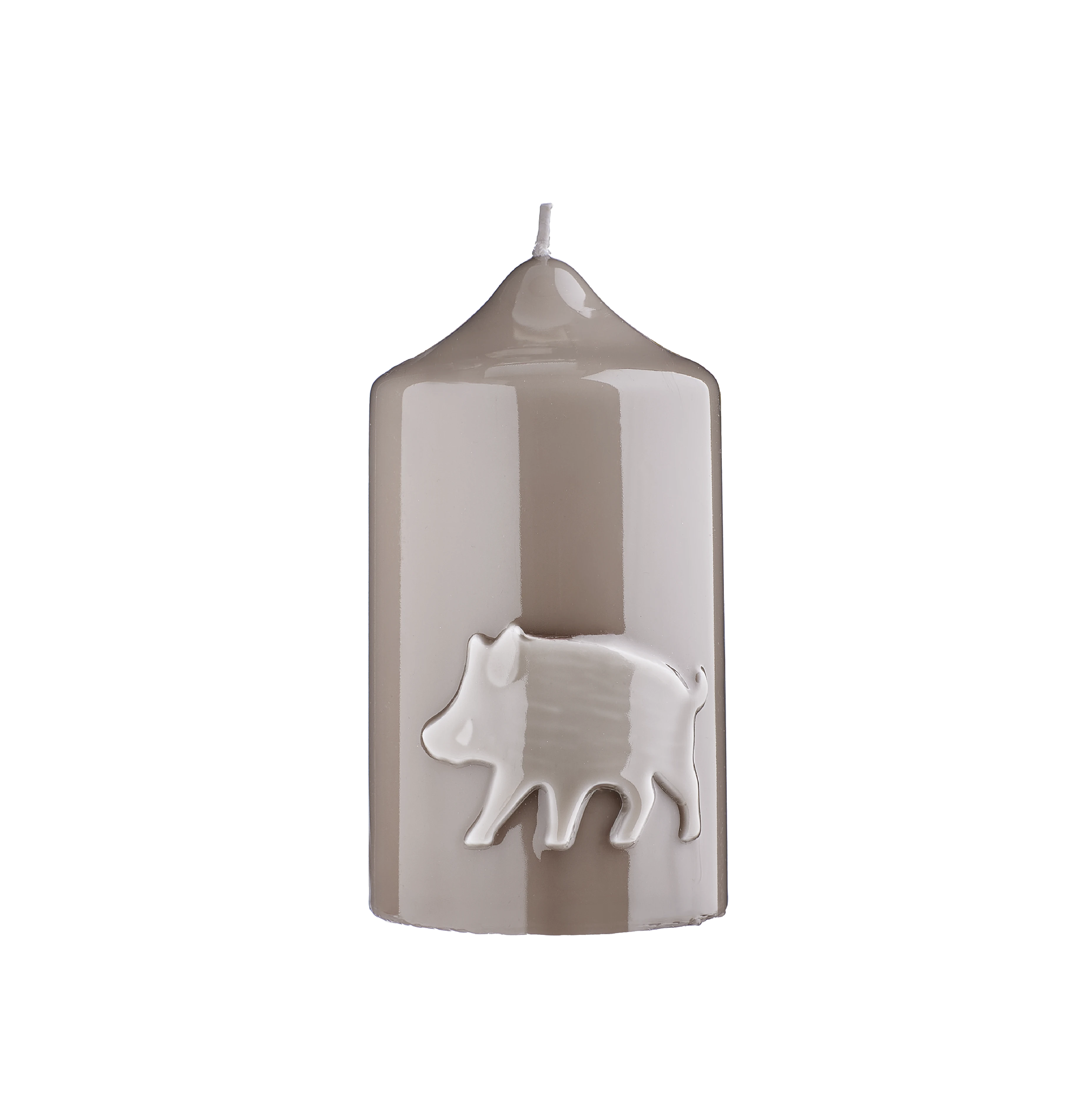 Stumpenkerze mit Wildschwein Glanz-Lack