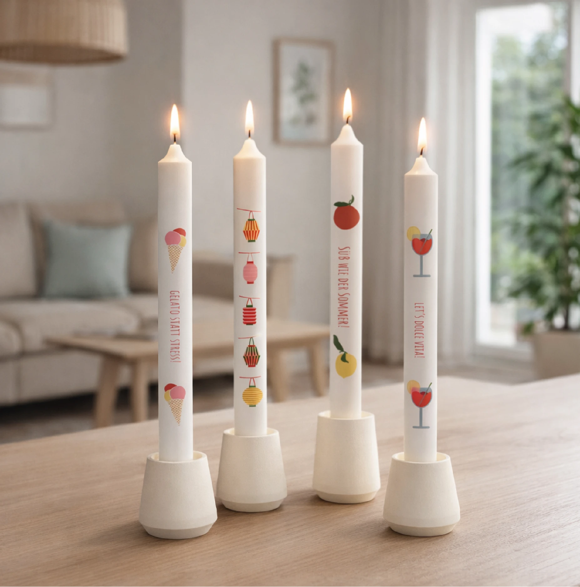 Sommer-Stabkerzen 4er Set Bild 2